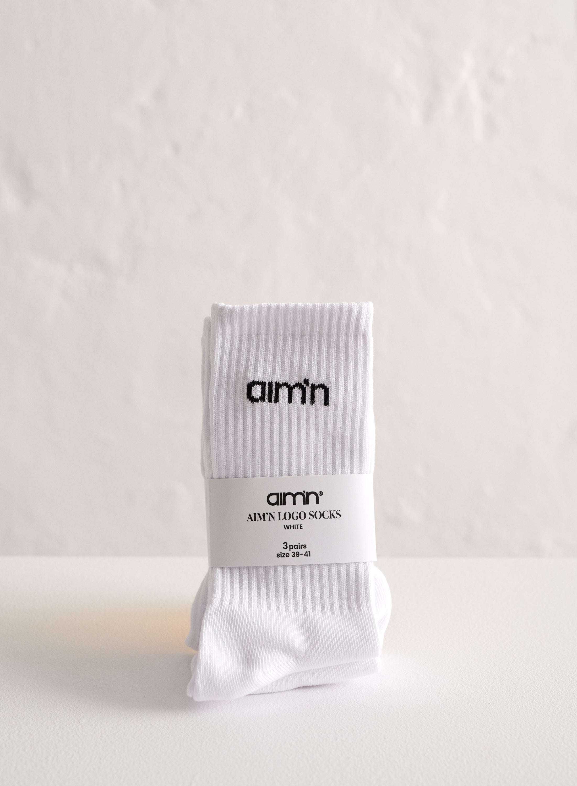 AIM´N Aim'n Logo Socks 3-Pack 017 White AIM´N 017 White 36-38