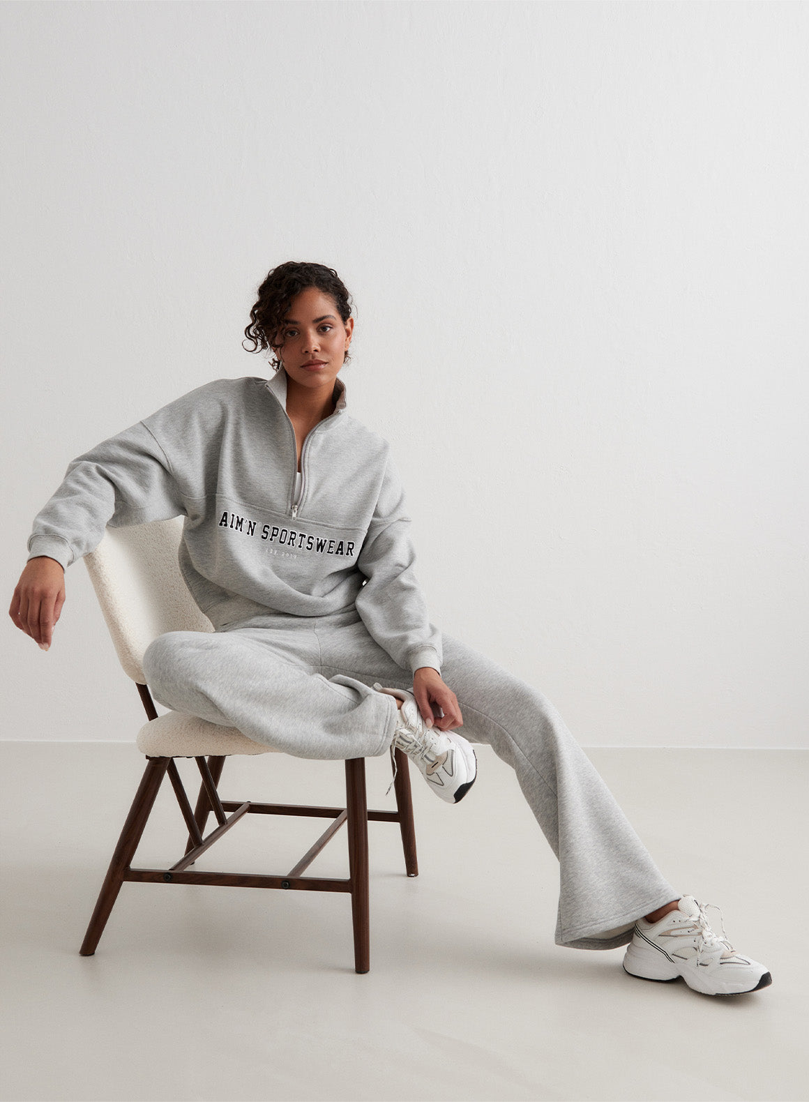 AIM´N Varsity Sweat Half Zip 108 Grey Melange Freizeitpullover AIM´N