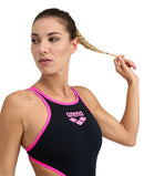 ARENA W ARENA ONE BIGLOGO ONE PIECE BLACK-FLUO RED Badeanzug ARENA