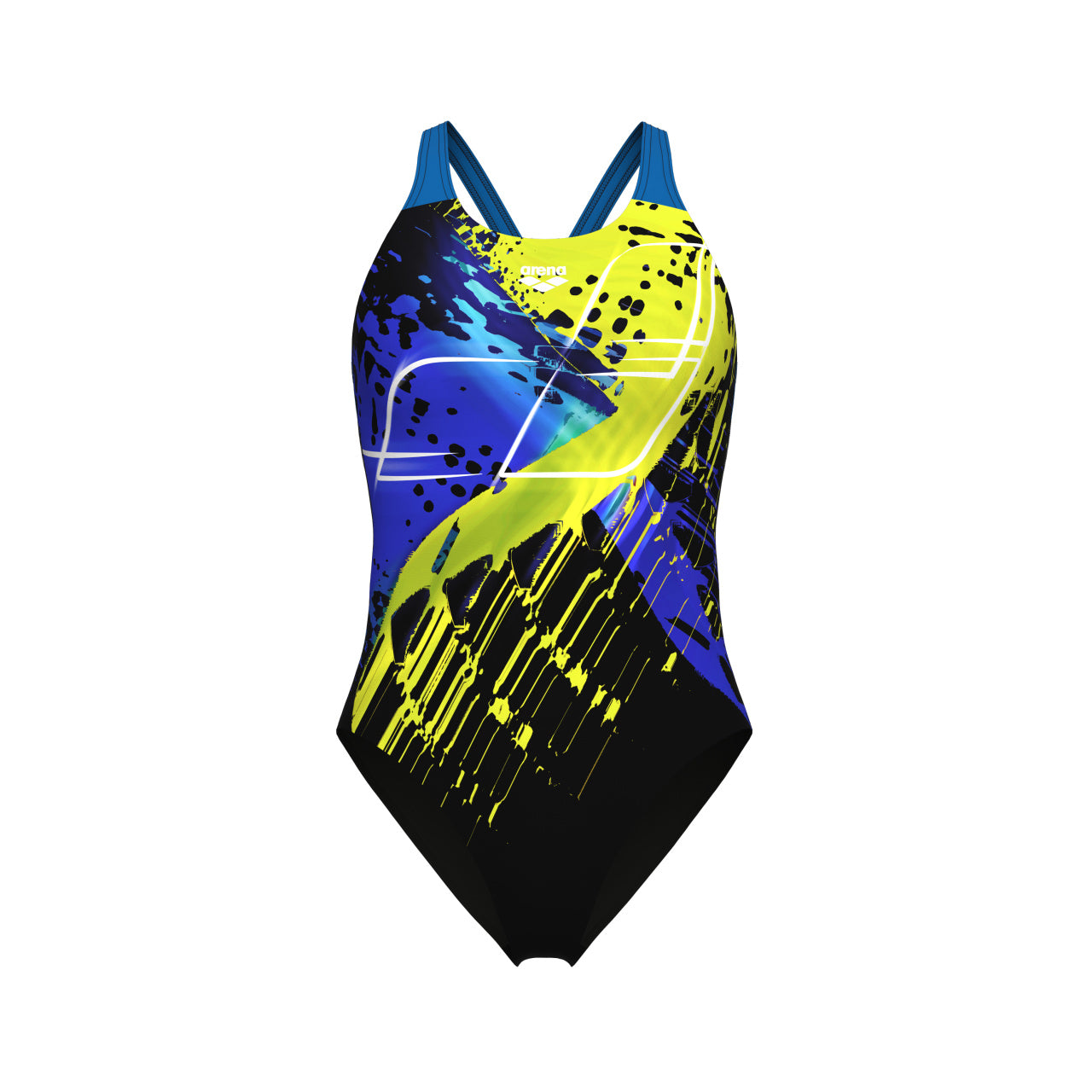 ARENA WOMEN'S ARENA FUNNY SPOT SWIMS Badeanzug ARENA BLACK MULTI - BLUE CHINA 36