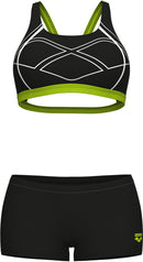 ARENA WOMEN'S ARENA GRAPHIC SWIMSUIT SWIM PRO TWO PIECES Bikini ARENA ASPHALT-SOFT GREEN 36