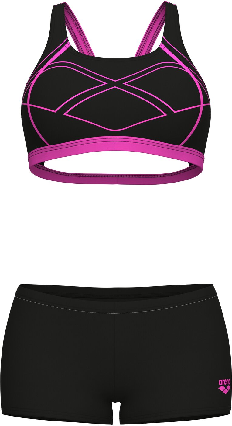 ARENA WOMEN'S ARENA GRAPHIC SWIMSUIT SWIM PRO TWO PIECES Bikini ARENA BLACK-FREAK ROSE 36