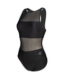 ARENA WOMEN'S ARENA MESH PANELS SWIMSUIT VENT BACK BLACK Badeanzug ARENA