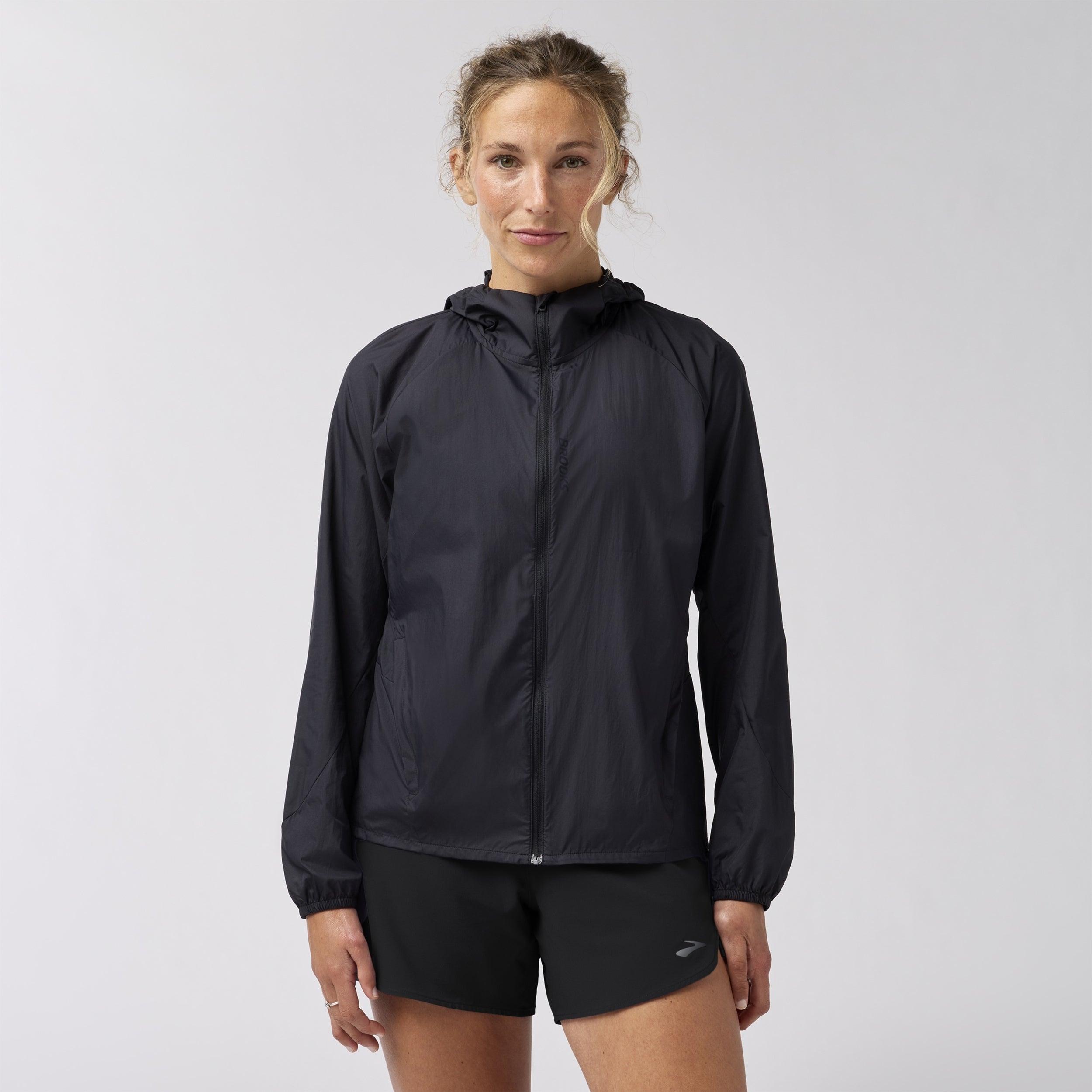 BROOKS Canopy Packable Jacket Laufjacken BROOKS Black/White/Slate Grey S