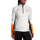 BROOKS Run Visible 1/2 Zip 2.0 Laufshirts BROOKS 167 Ecru/Fluoro Flash/Blac S