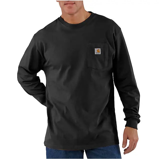 Carhartt B.V. WORKWEAR POCKET T-SHIRT L/S BLK Black Wandershirts /-hemden Carhartt B.V.