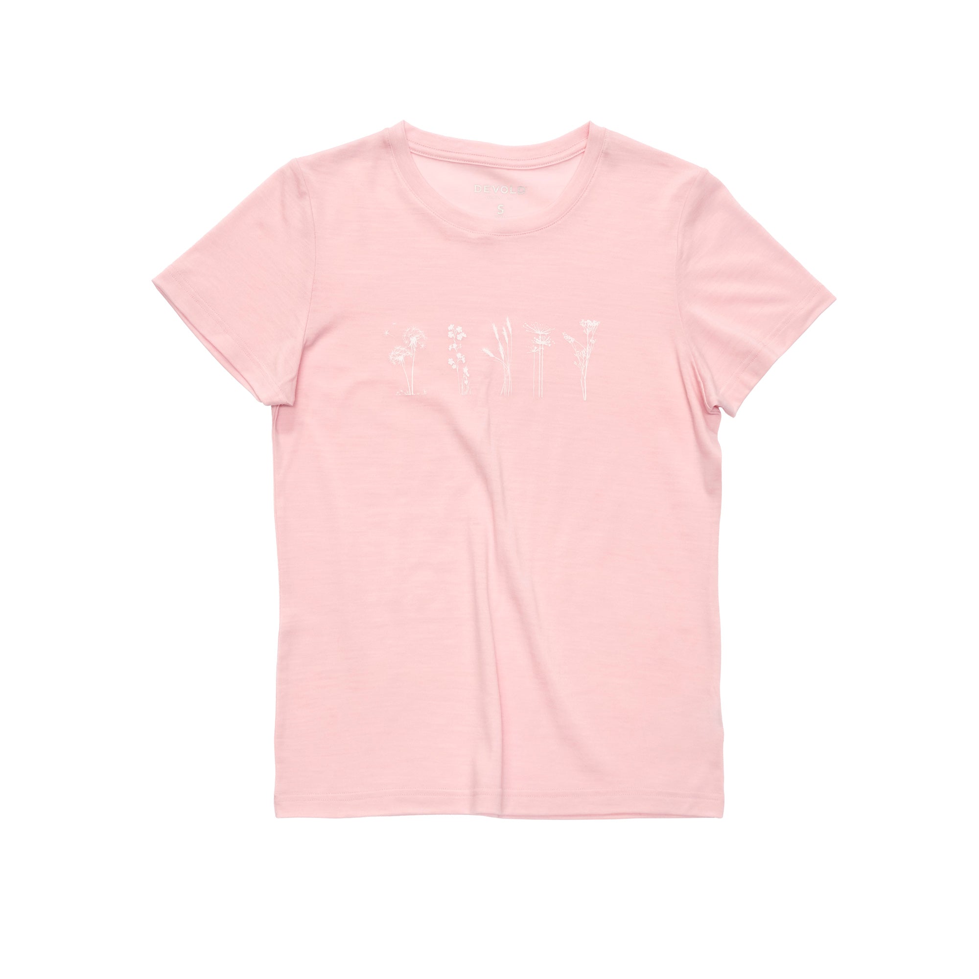 DEVOLD CLASSIC "FLOWERS" TEE WMN Wandershirts /-hemden DEVOLD CHALK PINK XS