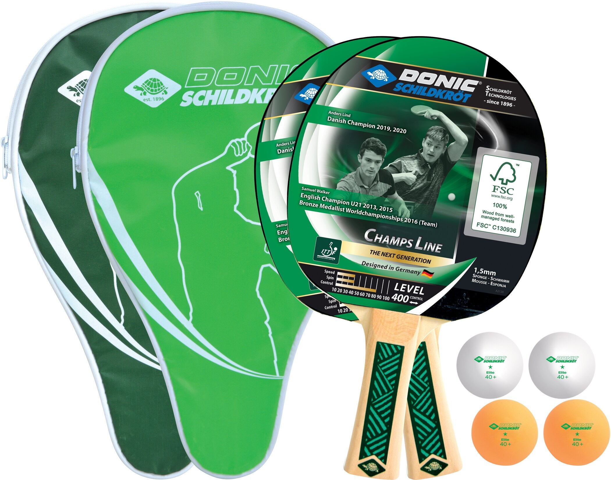 DONIC SCHILDKRÖT TT-Set CHAMPS Line 400 COVER Set, Tischtennis DONIC SCHILDKRÖT