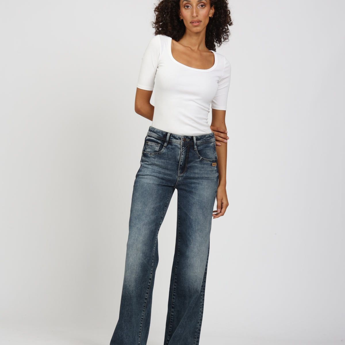 Gang Jeans 94AMELIE Wide – Donna, Gamba Dritta, Tessuto Breeze Wash, Taglia W27