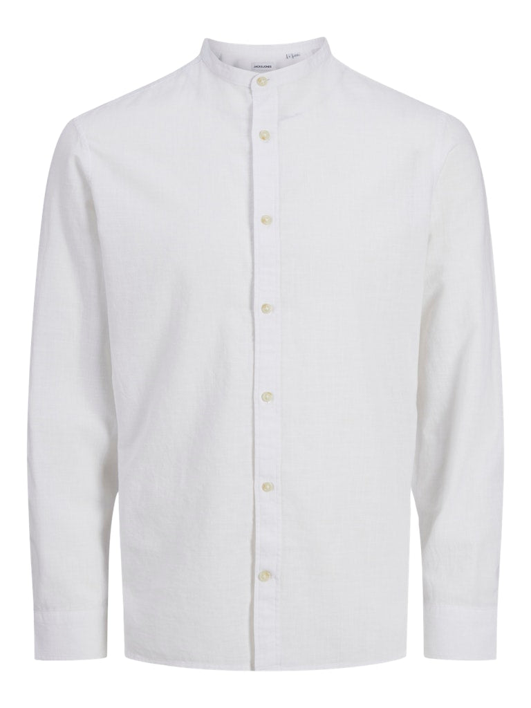JACK & JONES JJESUMMER BAND SHIRT LS SN White Freizeitshirts /-hemden JACK & JONES White S