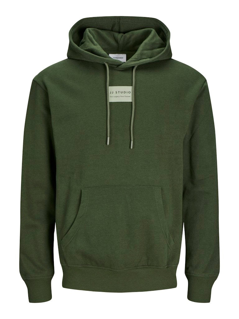 JACK & JONES JJHAKKAI SWEAT HOOD Black/Black - Black Freizeitpullover JACK & JONES Kombu Green/JACK&JONES S