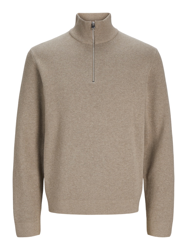 JACK & JONES JPRBLAMILANO STITCH KNIT HALF ZIP S Freizeitpullover JACK & JONES Greige/Melange S
