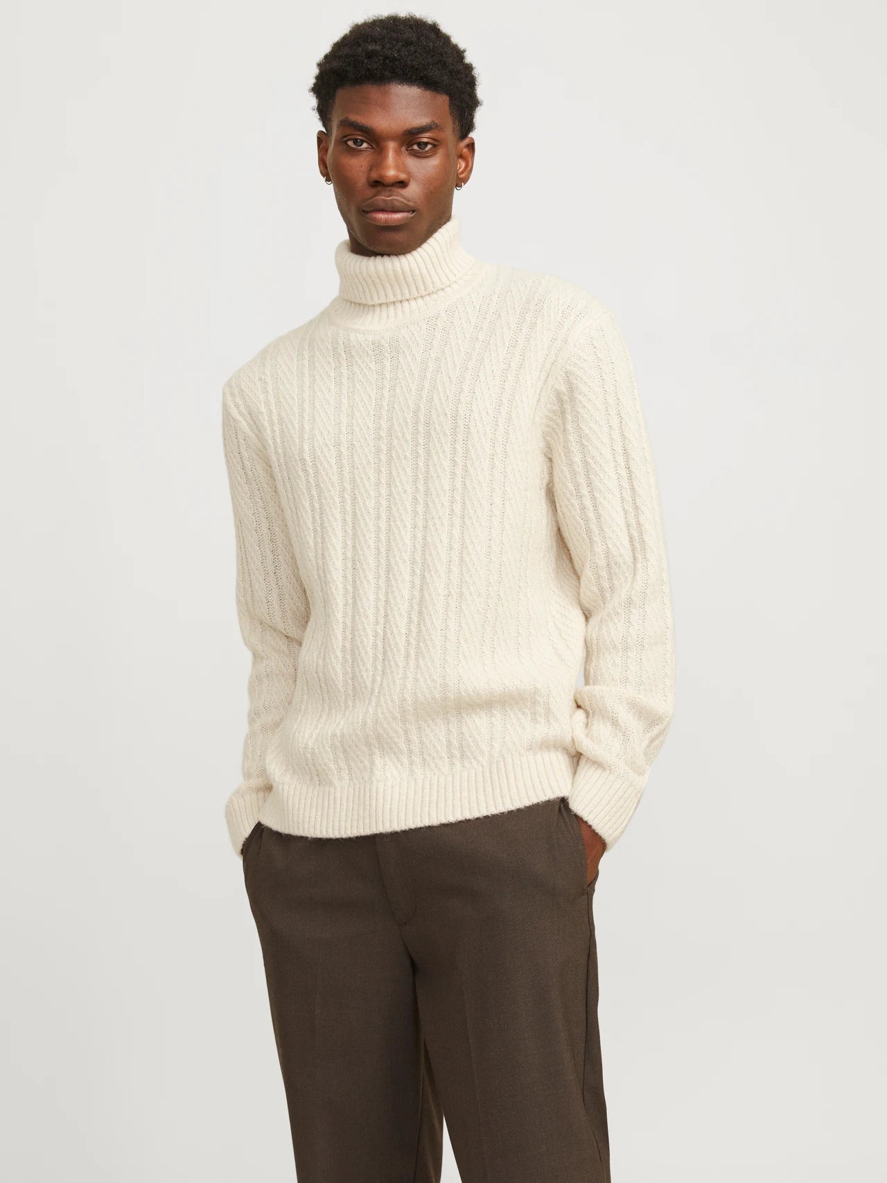 JACK & JONES JPRBLATRENT KNIT CABLE ROLL NECK BF Freizeitpullover JACK & JONES Summer Sand/Melange S