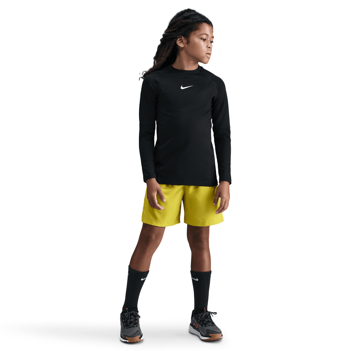 NIKE B NP DF LS CREW WARM LBR NIKE BLACK/WHITE XS