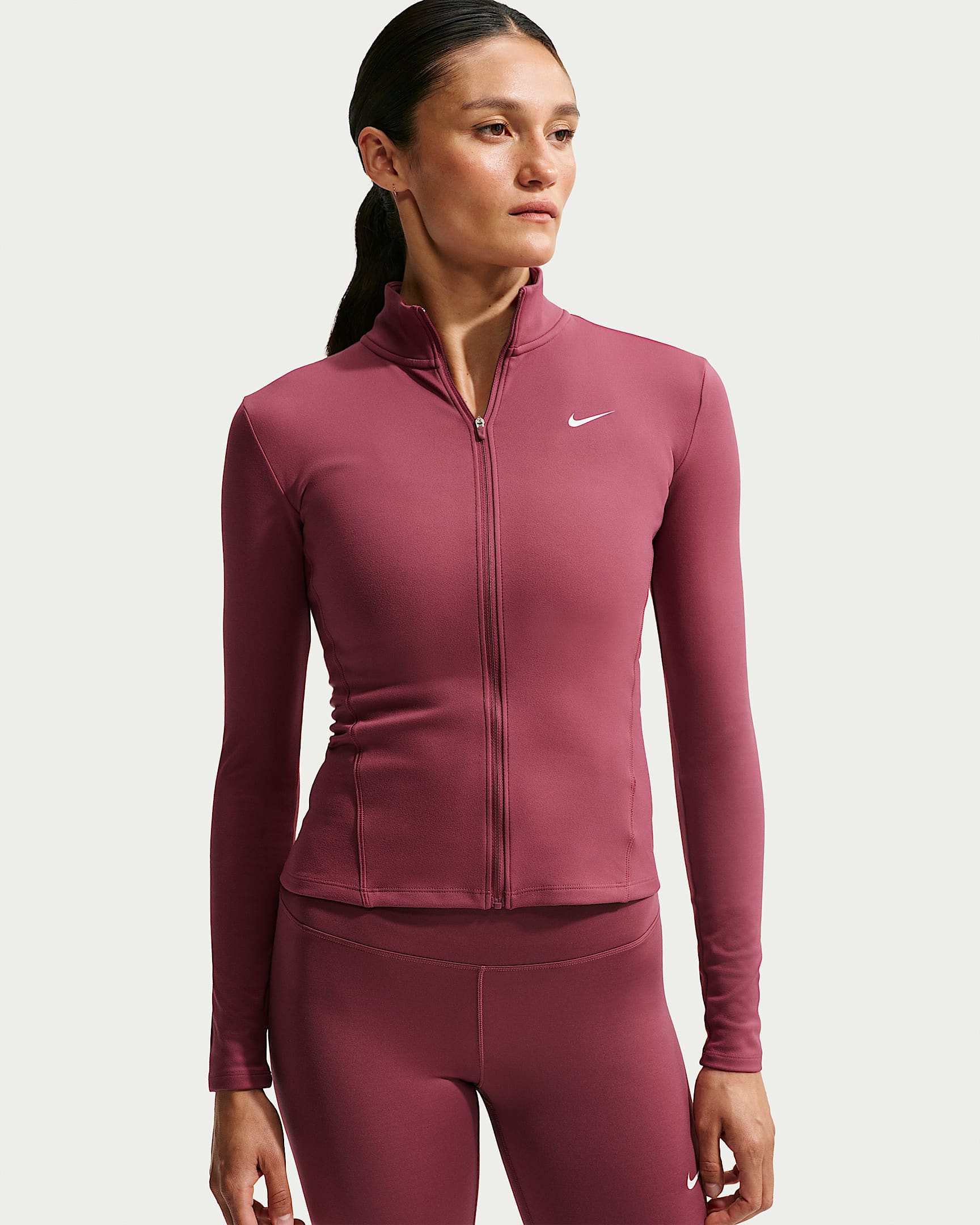 NIKE W NK ONE DF FZ FITTED JKT Trainingsjacken NIKE PINK SMOKE/WHITE XS