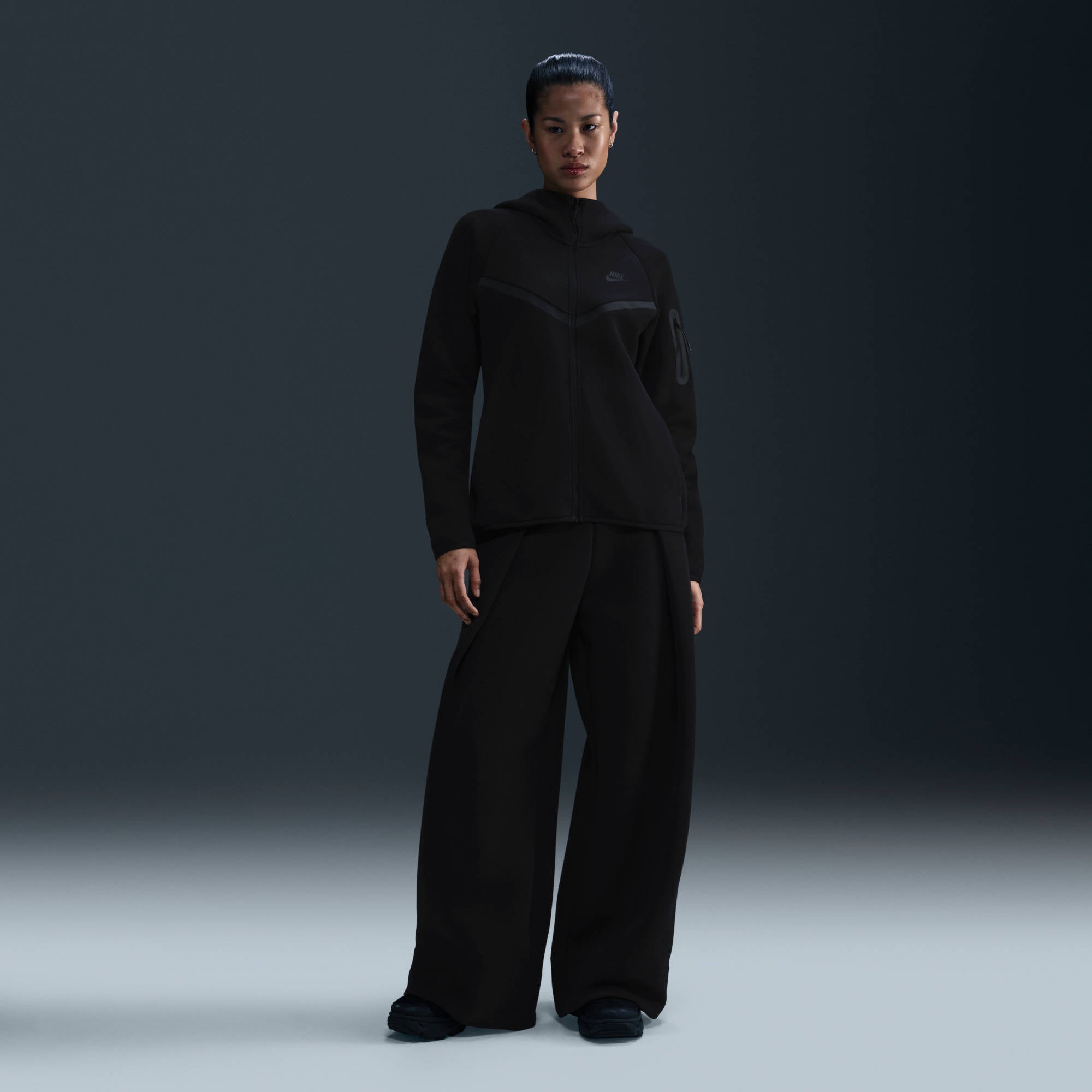 NIKE W NSW TCH FLC WR FZ HDY 2 infinity teel Freizeitpullover NIKE BLACK/BLACK XS