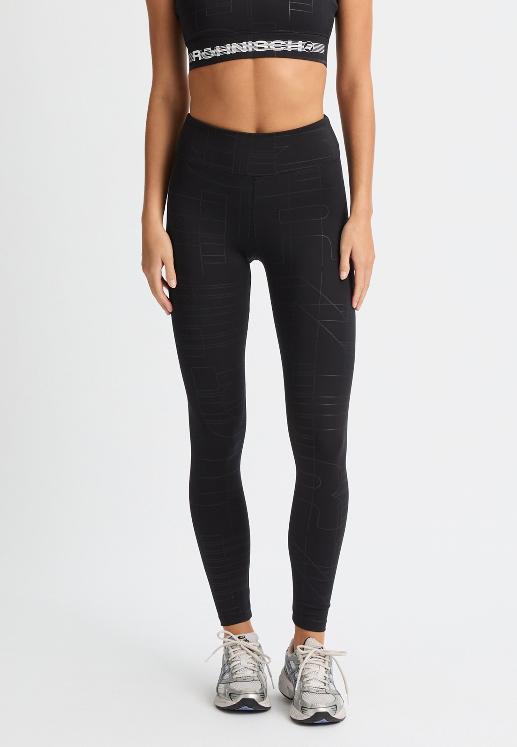 RÖHNISCH Logo Effect High Waist Tights Black Logo Emboss Trainingshosen & Jogginghosen RÖHNISCH