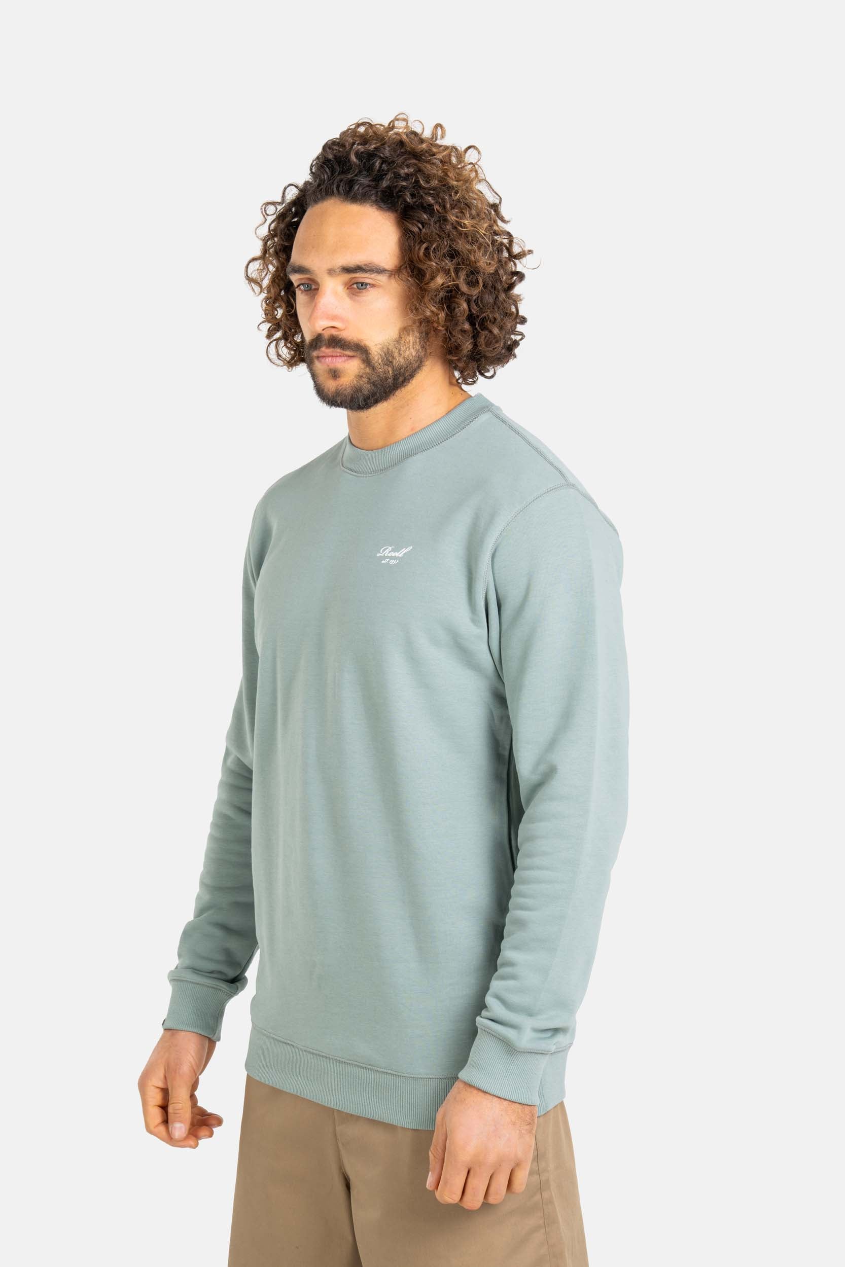 REELL Staple Terry Crewneck CO Freizeitpullover REELL 160 Chinois Gre S