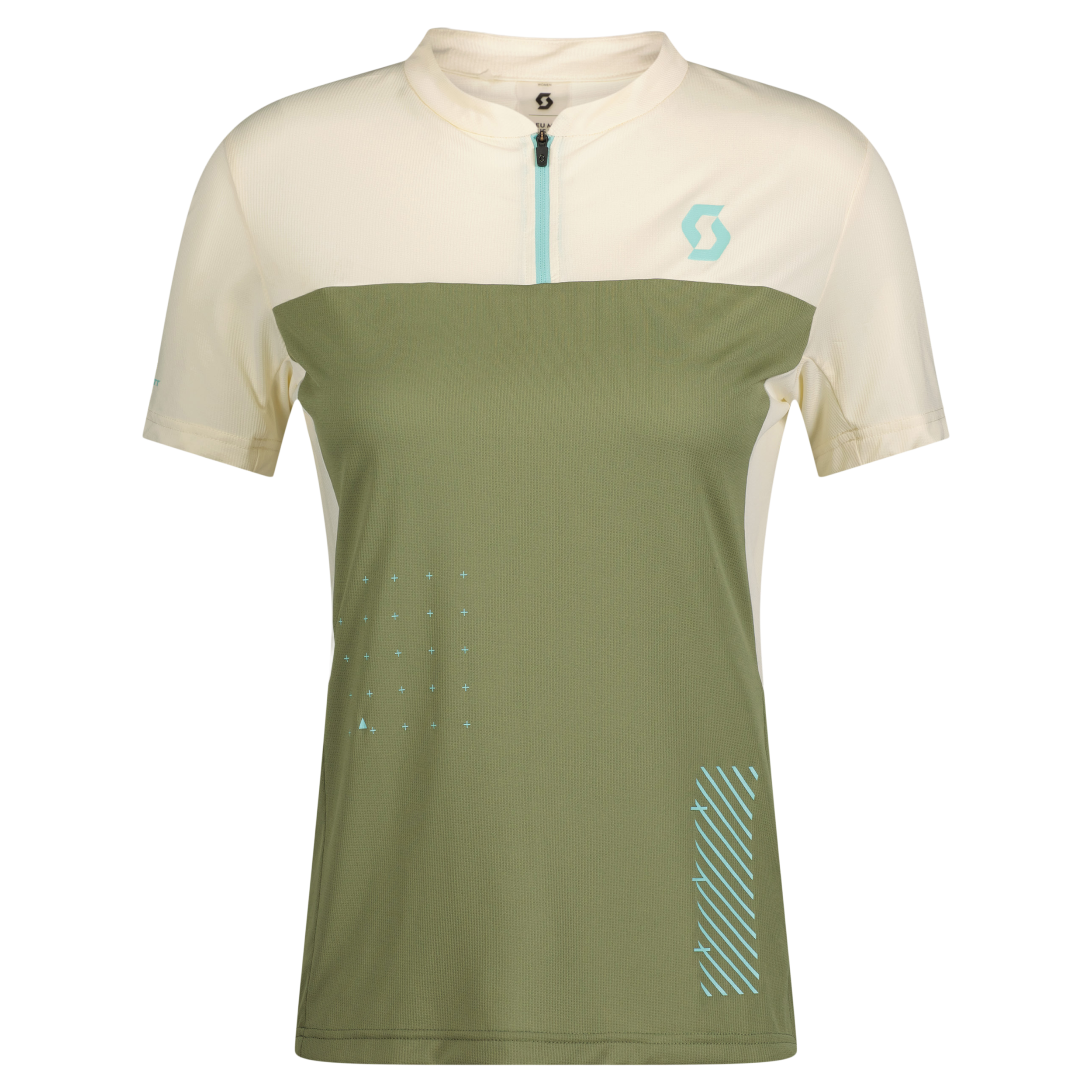 SCOTT SCO Tee W's Trail Vertic Zip SS Fahrradtrikots SCOTT hay green/cotton white M