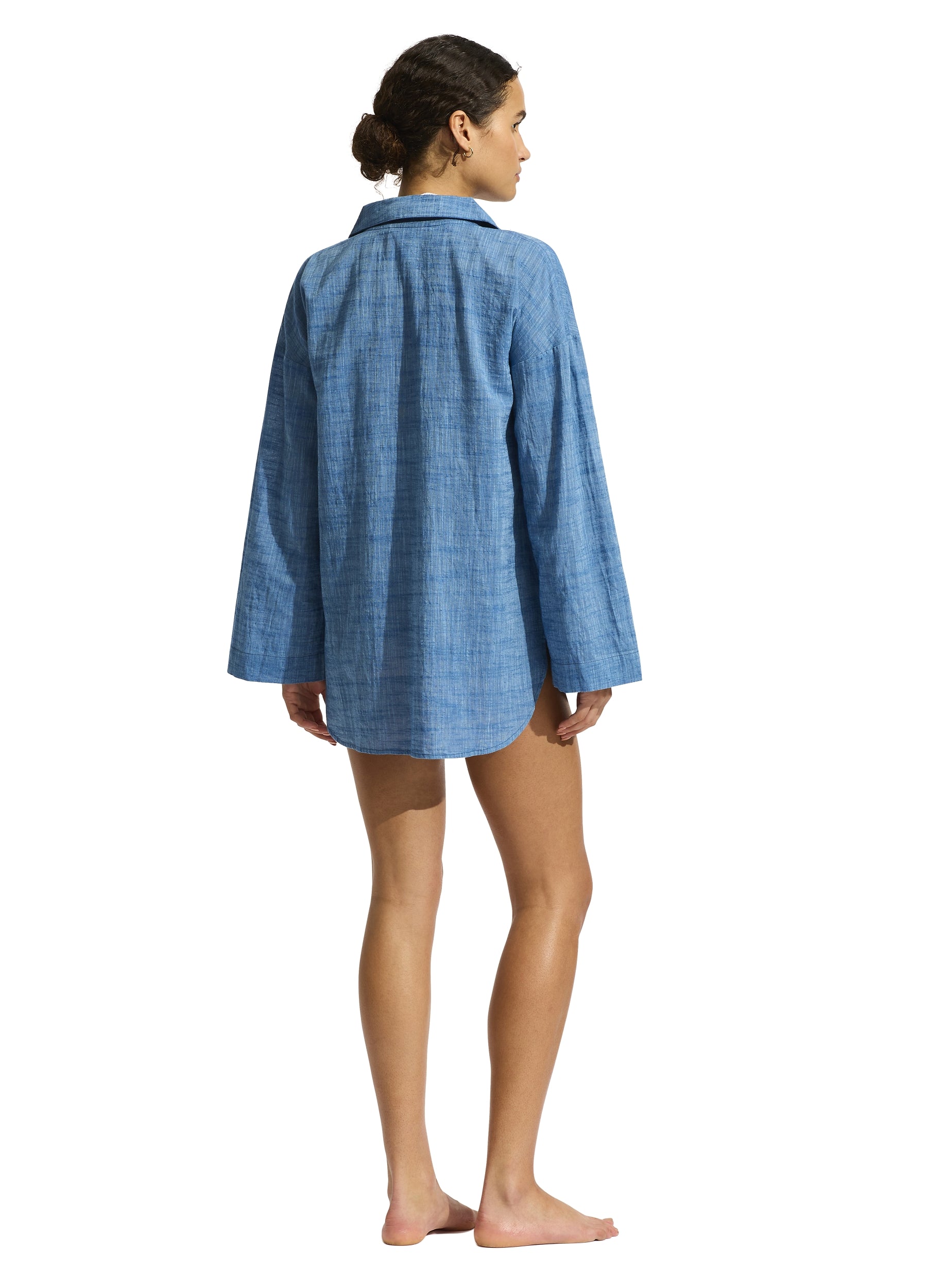 SEAFOLLY Longline Beach Shirt Chambray SEAFOLLY Chambray S