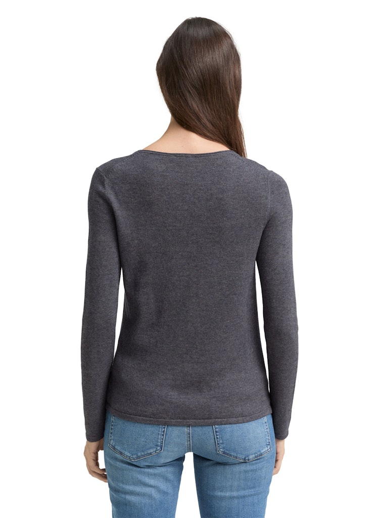 TOM TAILOR CASUAL WOMEN SWEATER BASIC V-NECK MEDIUM SILVER GREY MELANGE Freizeitpullover TOM TAILOR CASUAL WOMEN