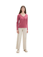 TOM TAILOR CASUAL WOMEN SWEATER BASIC V-NECK MEDIUM SILVER GREY MELANGE Freizeitpullover TOM TAILOR CASUAL WOMEN