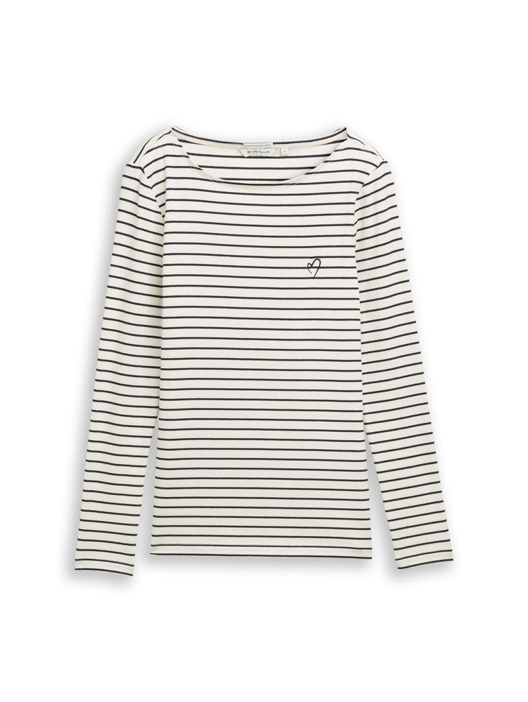 TOM TAILOR CASUAL WOMEN T-Shirt striped boatneck Freizeitshirts /-hemden TOM TAILOR CASUAL WOMEN navy offwhite stripe S