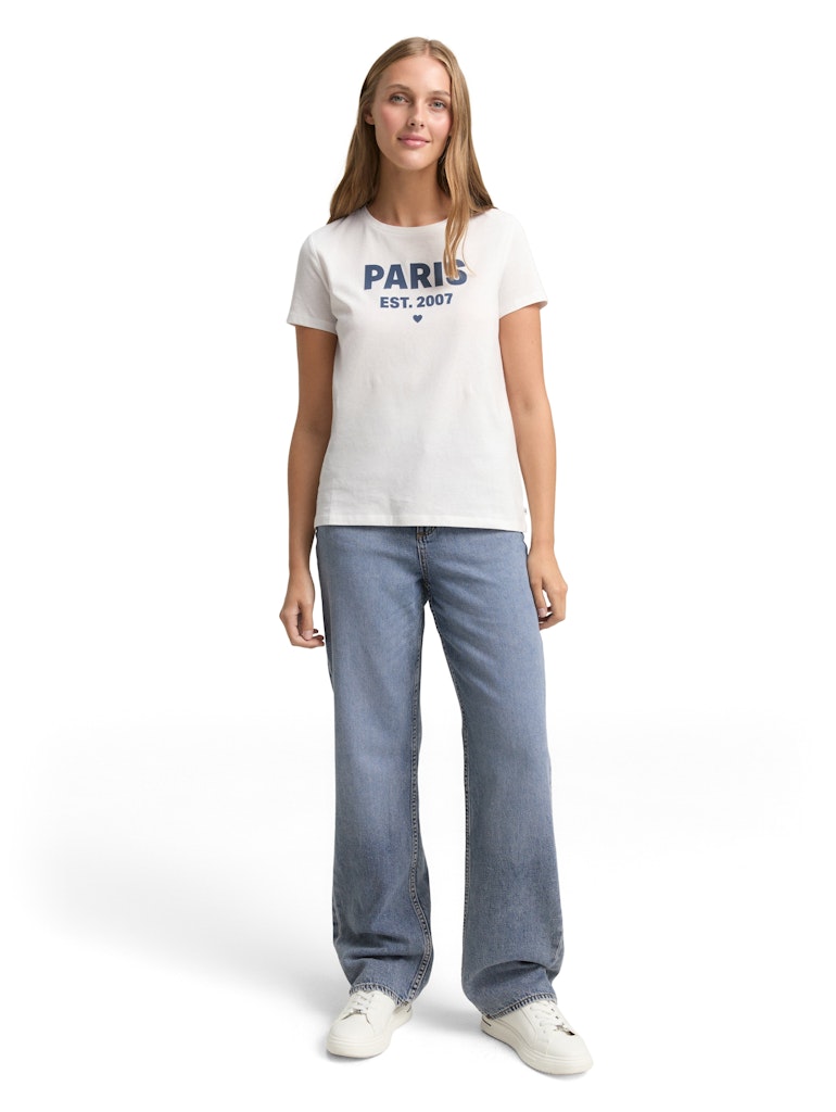 TOM TAILOR DENIM WOMEN basic T-Shirt m. Print Freizeitshirts /-blusen TOM TAILOR DENIM WOMEN