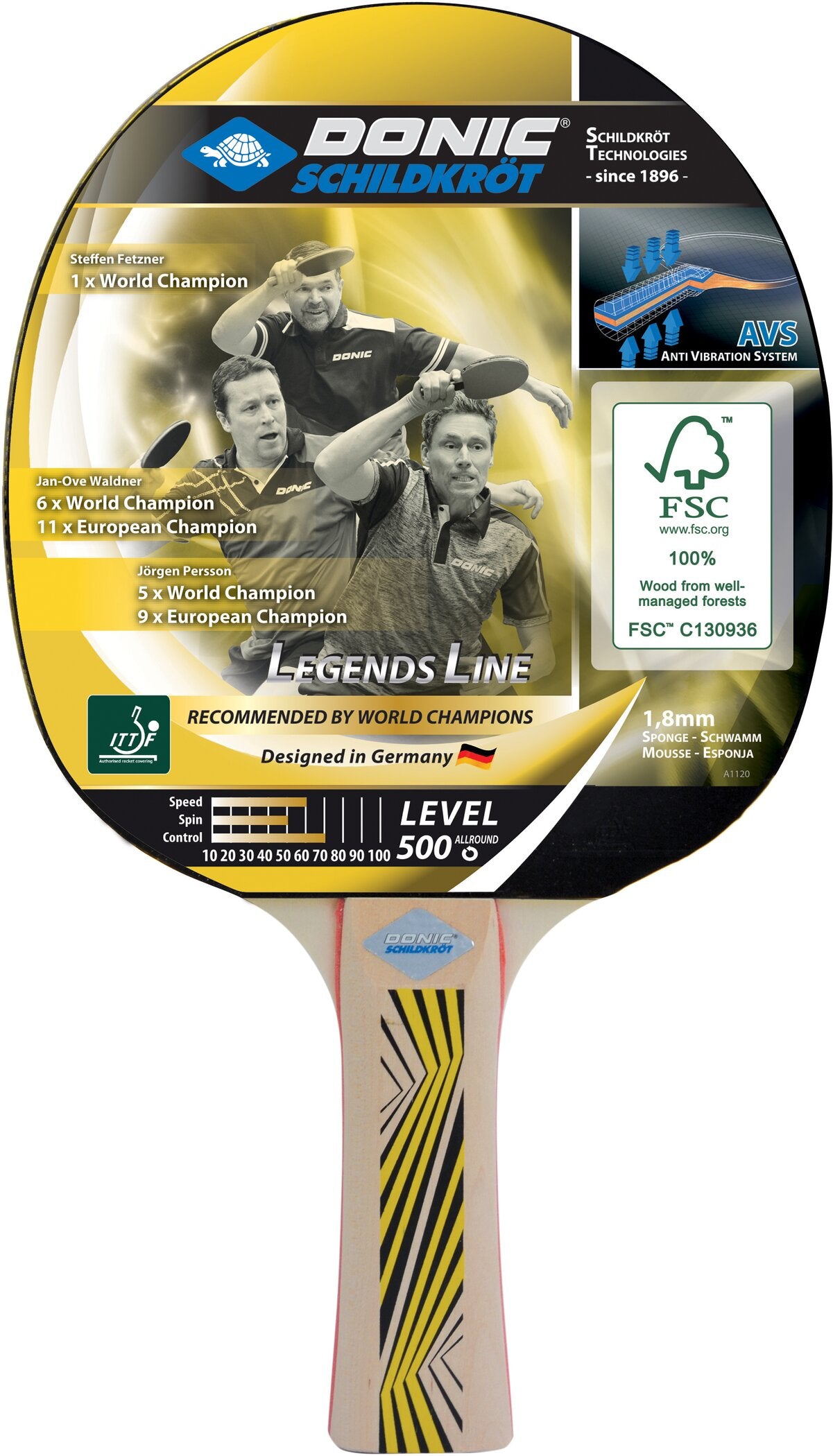 DONIC SCHILDKRÖT TT-Schläger LEGENDS 500 FSC Tischtennis DONIC SCHILDKRÖT Keine Farbe -