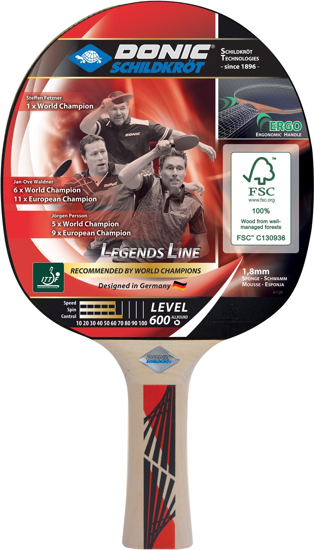 DONIC SCHILDKRÖT TT-Schläger LEGENDS 600 FSC Tischtennis DONIC SCHILDKRÖT Keine Farbe -
