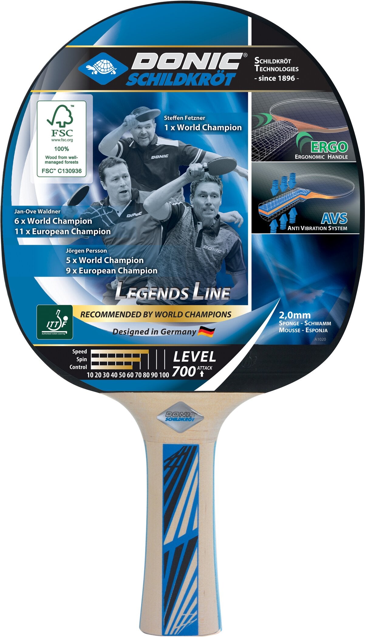 SCHILDKRÖT Tischtennisschläger LEGENDS 700 FSC Tischtennis DONIC SCHILDKRÖT Keine Farbe -