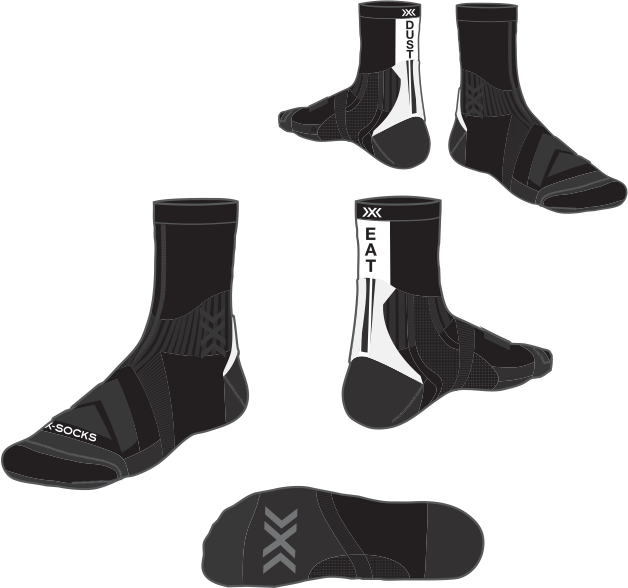 X-SOCKS BIKE PERFORM CREW Fahrradsocken X-SOCKS 2 OPAL BLACK/ARCTIC WHITE 36-38
