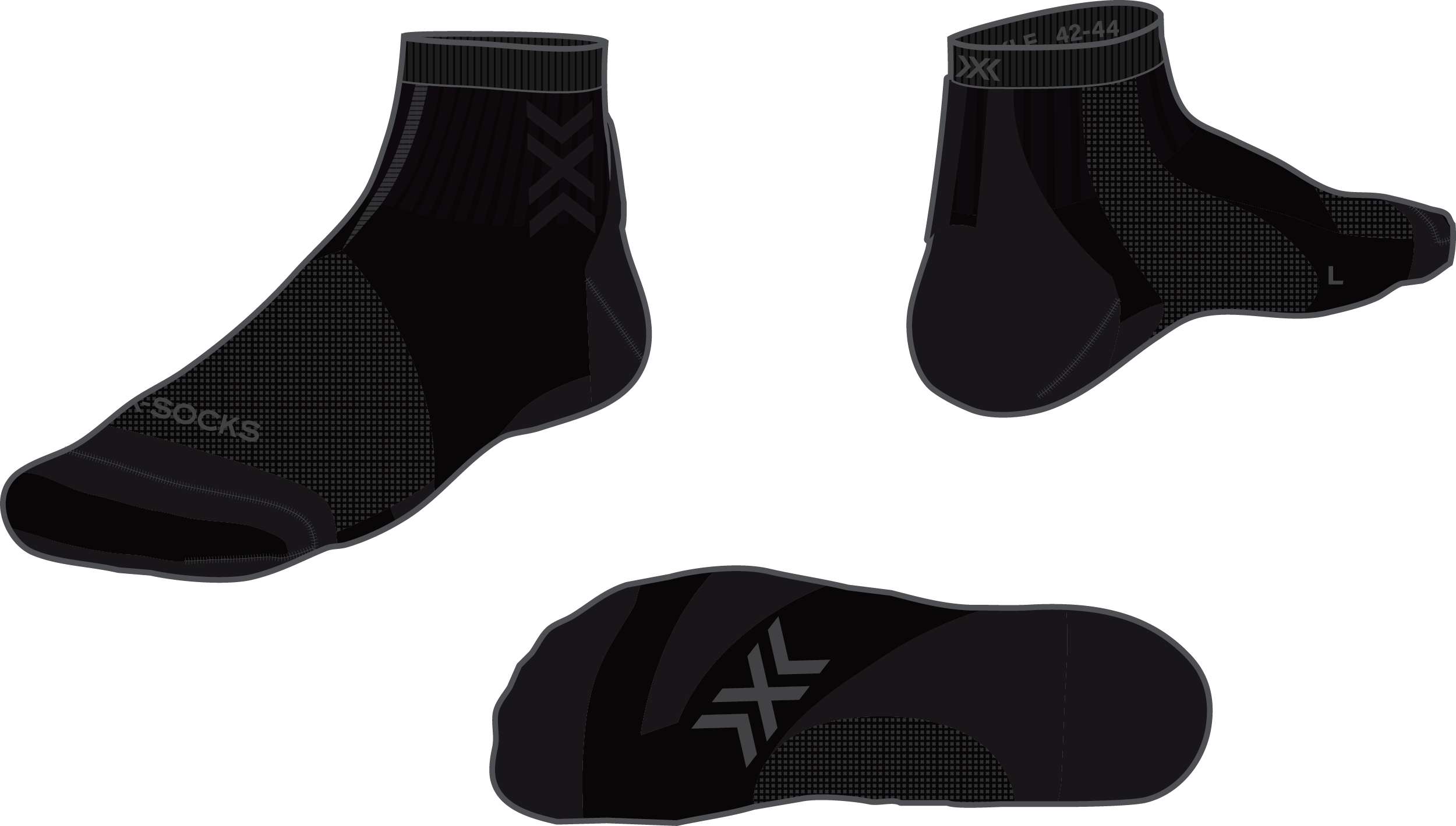 X-SOCKS RUN DISCOVER ANKLE Laufsocken X-SOCKS 6 BLACK/CHARCOAL 36-38