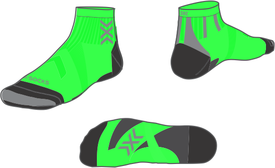 X-SOCKS RUN PERFORM ANKLE Laufsocken X-SOCKS 0 FLUO GREEN/OPAL BLACK 36-38