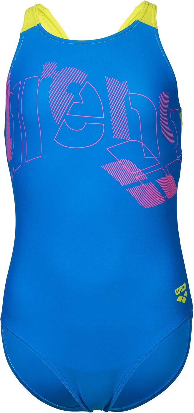 ARENA GIRL'S ARENA TALES SWIMSUIT V Badeanzug ARENA BLUE CHINA-ARTIC LIME 128