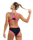 ARENA W ARENA ONE BIGLOGO ONE PIECE BLACK-FLUO RED Badeanzug ARENA
