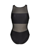 ARENA WOMEN&#039;S ARENA MESH PANELS SWIMSUIT VENT BACK BLACK Badeanzug ARENA BLACK 36