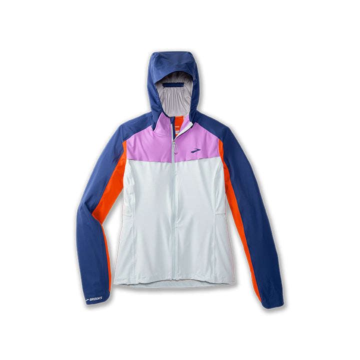 BROOKS High Point Waterproof Jacket Damen Laufjacken BROOKS Lt Slate/Bright Orange/Aeg S