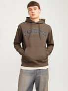 JACK & JONES JJECALEB VARSITY SWEAT HOOD NOOS White Melange Freizeitpullover JACK & JONES