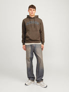 JACK & JONES JJECALEB VARSITY SWEAT HOOD NOOS White Melange Freizeitpullover JACK & JONES