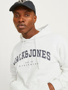 JACK & JONES JJECALEB VARSITY SWEAT HOOD NOOS White Melange Freizeitpullover JACK & JONES