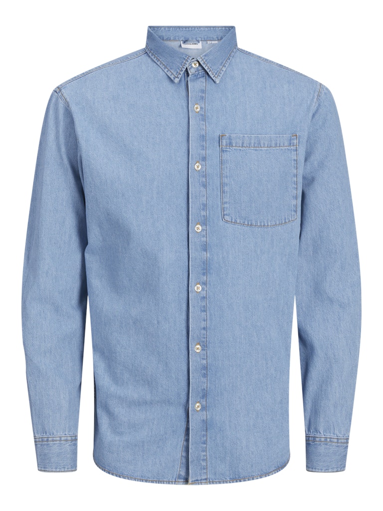 JACK & JONES JJECREEK SHIRT L/S MF 596 NOOS Blue Denim/LIGHT BLUE Freizeitshirts /-hemden JACK & JONES Blue Denim/LIGHT BLUE S