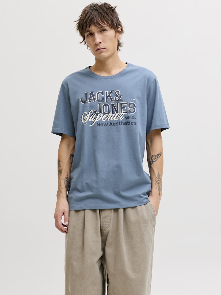 JACK & JONES JJELOGO TEE SS O-NECK 2 COL SS26 SN Freizeitshirts /-hemden JACK & JONES Blue Mirage S