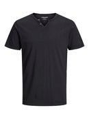 JACK & JONES JJESPLIT NECK TEE SS NOOS Freizeitshirts /-hemden JACK & JONES Black/Black - Black S