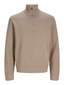 JACK & JONES JPRBLAMILANO STITCH KNIT HALF ZIP S Freizeitpullover JACK & JONES Greige/Melange S
