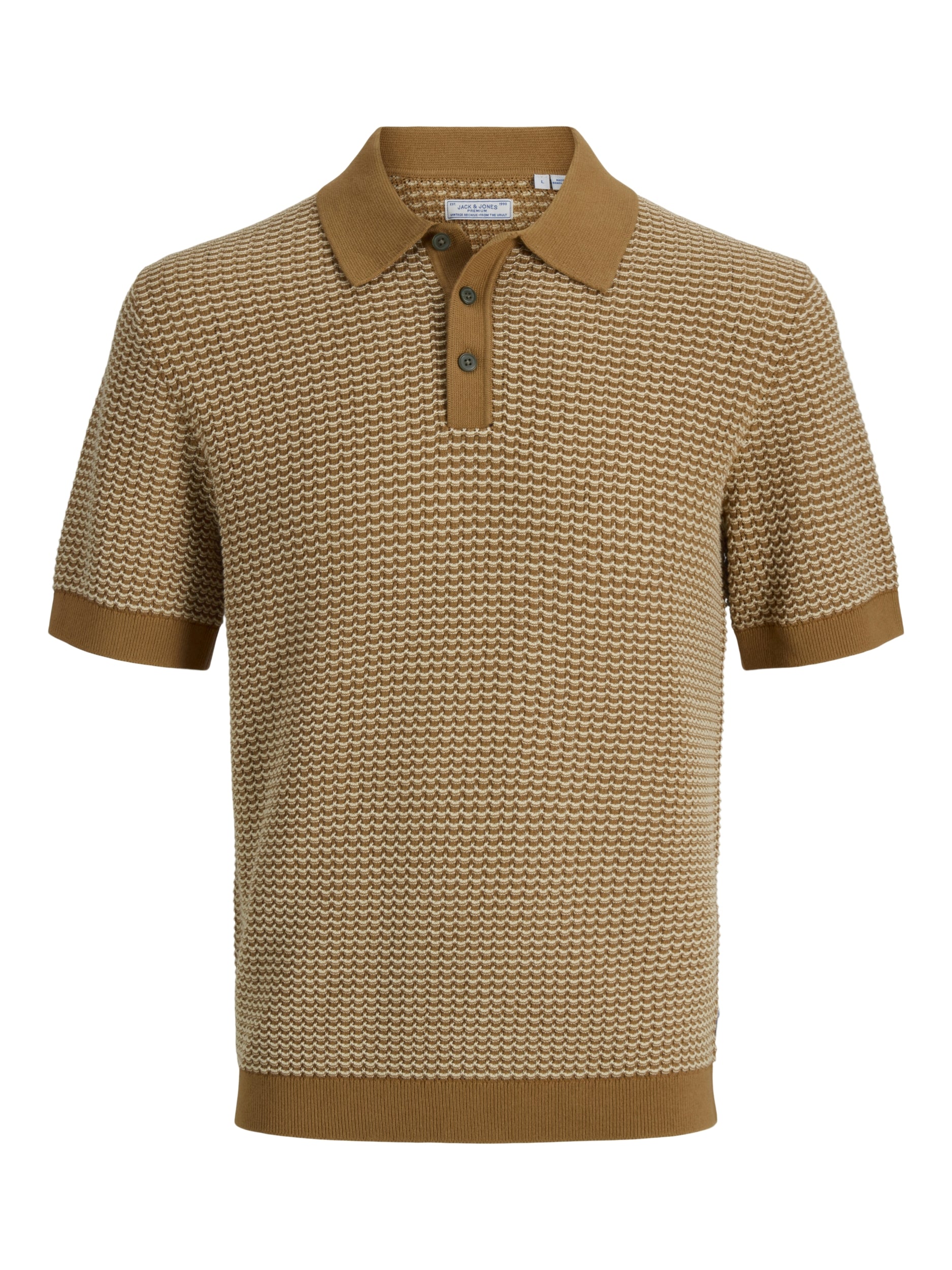 JACK & JONES JPRBLUKINGSLEY KNIT POLO SS LN Freizeitshirts /-hemden JACK & JONES Amber Brown/Twist S