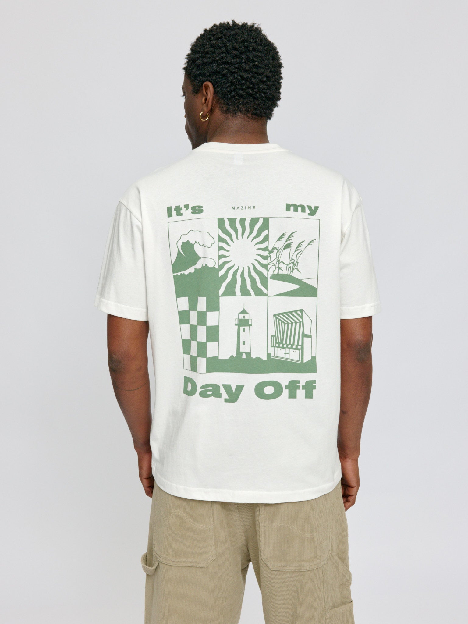 MAZINE Day Off Back Print T-Shirt Freizeitshirts /-hemden MAZINE