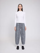 MAZINE Printed Barrel Leg Denim Pants