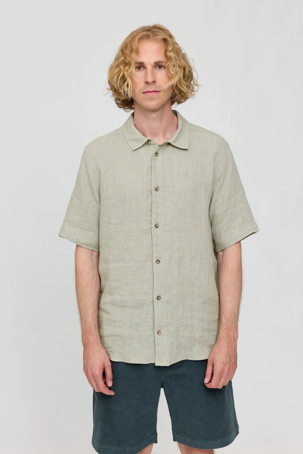 MAZINE Shortsleeve Linen Shirt Freizeitshirts /-hemden MAZINE SEAGRASS S