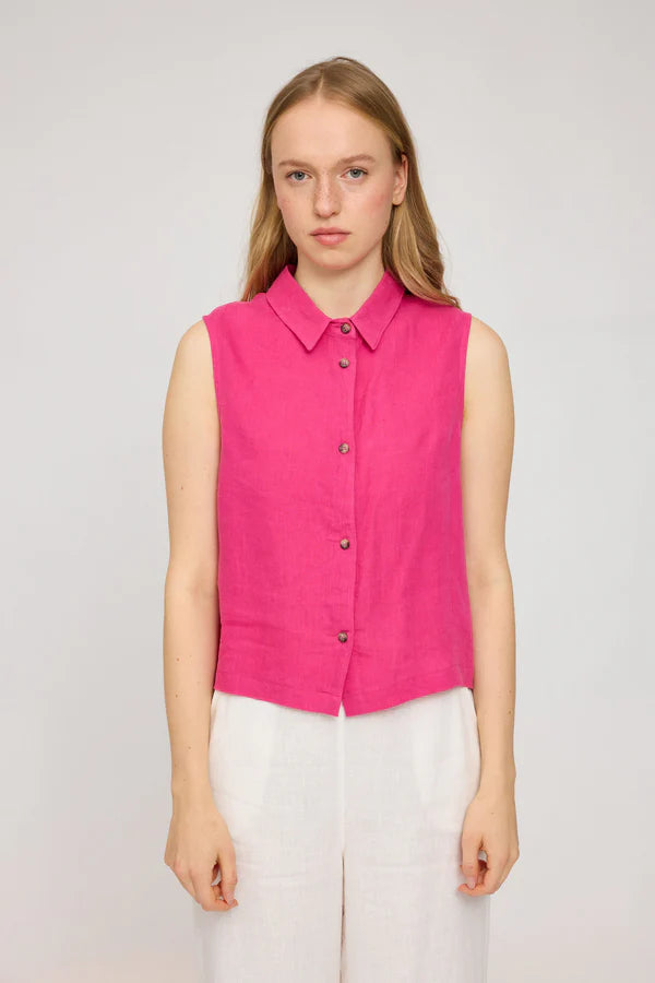 MAZINE Sleeveless Linen Blouse Freizeitshirts /-blusen MAZINE fuchsia XS